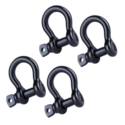 1/4 Inch Black 316 Stainless Steel D-Ring Shackle - Marine Grade