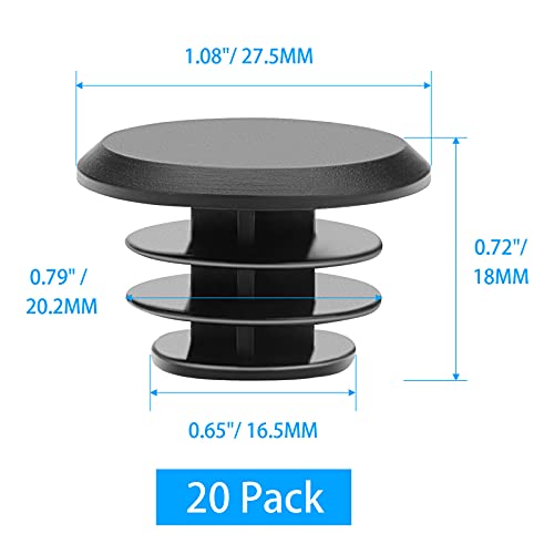 20-Pack Bicycle Handlebar End Plugs - 20.2 mm Plastic Bar Caps