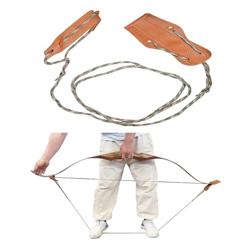 Recurve Bow Stringer Tool - Durable Cowhide & Nylon - Brown