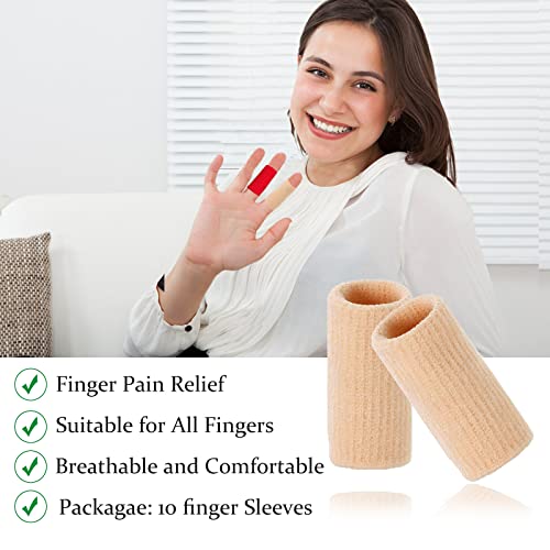 Finger Compression Sleeves - 10 Pack, One Size, Beige