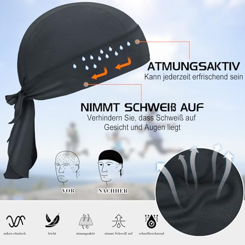 Breathable Skull Cap Bandana for Men & Women - Black
