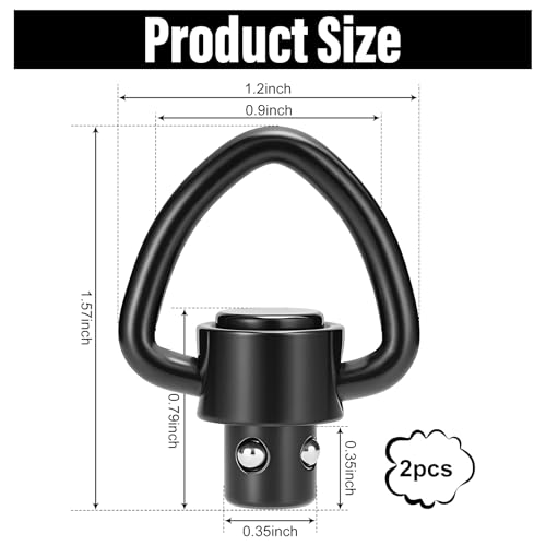 Heavy Duty Quick Detach Sling Swivels - 1 Inch D-Loop, 2 Piece Set