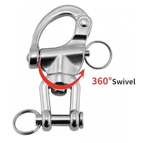 Laorde 2-3/4 Inch 316 Stainless Steel Swivel Eye Snap Shackle, Quick Release Marine Rigging (2 Pack)