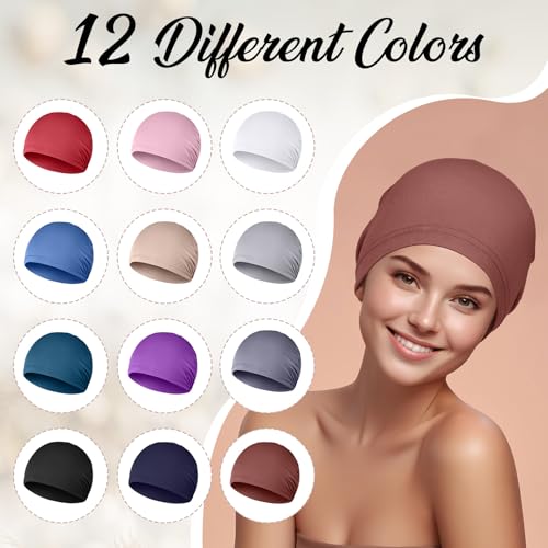 Zhengmy Soft Chemo Headwear Sleeping Cap for Women - Classic Color, Pack of 12