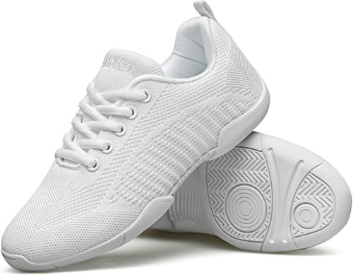 Girls White Cheerleading Shoes - Breathable Athletic Sneakers