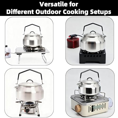 YIMITEE 1L Stainless Steel Camping Kettle Portable Outdoor Cookware for Hiking & Travel