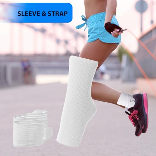 Adjustable Compression Ankle Brace for Men & Women - One Size White
