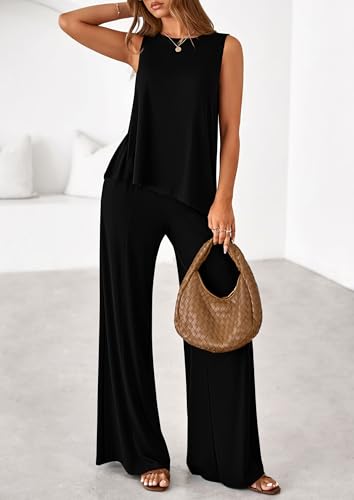 PRETTYGARDEN Women's Summer 2-Piece Lounge Set, XS-XL Black