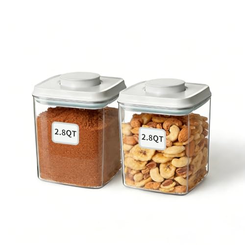 EQI 2.8QT Stackable Airtight Food Storage Containers Set with One-Touch Lid - 2-Pack