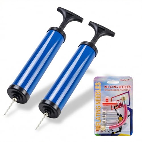 2-Pack 8-Inch Portable Ball Pump Set with Needles, Nozzle & Extension Hose