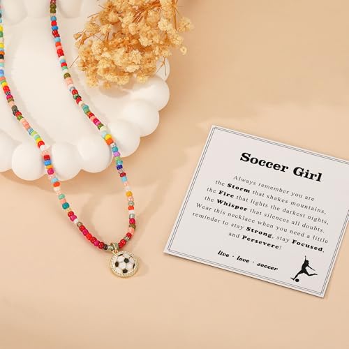 Colorful Beaded Necklace for Soccer Fans - 14+2 Inches