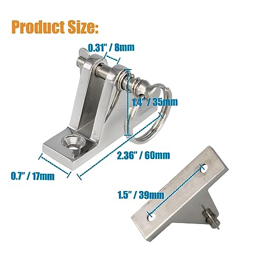 Stainless Steel Deck Hinges - 2 Pack with Quick Release Pin & Ring