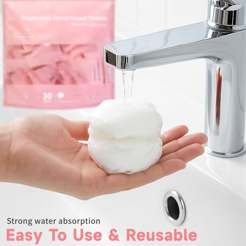 Ultra Soft Compressed Face Towels - 30 Pack Travel Washcloths