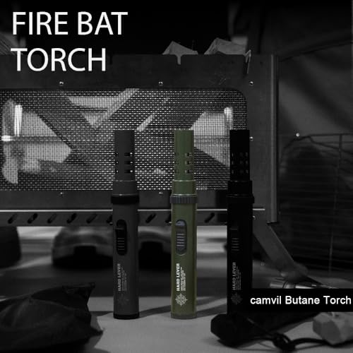 CAMVIL Army Green Windproof Torch Lighter with Refill & Safety Lock