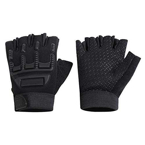 Kids Half Finger Cycling Gloves - Breathable Non-Slip UV Protection - Camouflage Black