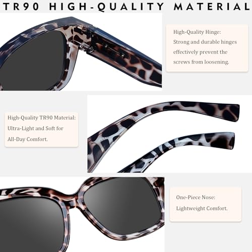MAIVARDAY Gray Leopard Oversized Polarized Fit-Over Sunglasses for Women Men 1 Pack