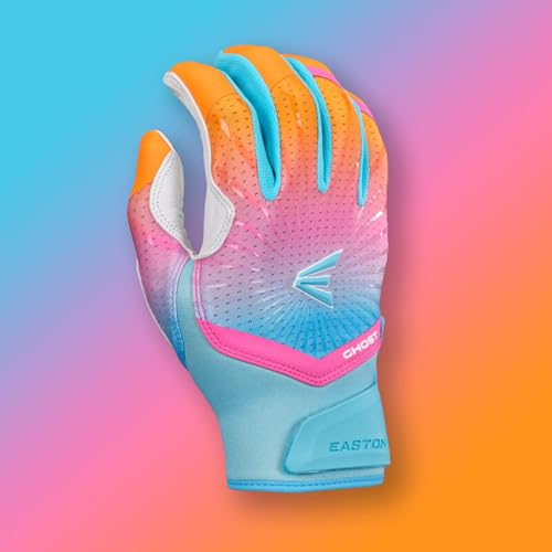 Easton Ghost Batting Gloves Rainbow Sherbert - Light Blue/ Pink / Adult Medium