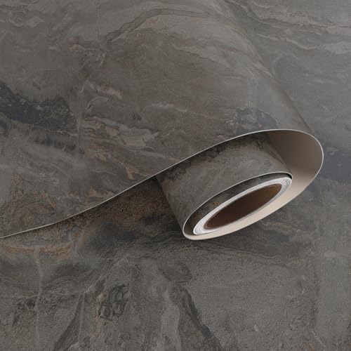 VaryPaper Dark Smoky Brown Marble Contact Paper Waterproof Matte Marble Peel and Stick Wallpaper for Bathroom Kitchen Walls Removable Self Adhesive Granite Vinyl Wrap for Countertops 15.7''x78.7''