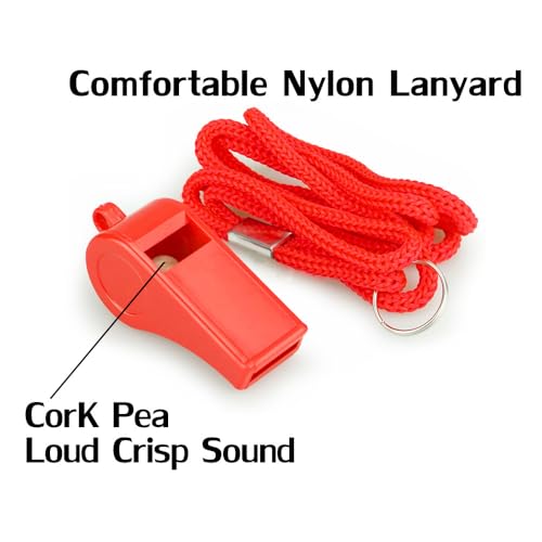 8-Pack Loud 120dB Safety Whistles with Lanyards - Bright Colors