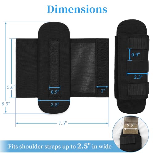 Black Shoulder Strap Pads for Bags 2 Pack - Adjustable Backpack & Sling Strap Cushions