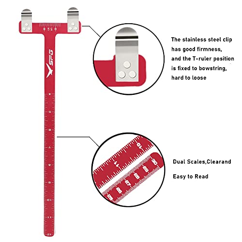 Red Archery Bow Square T-Shape Ruler Measurement Tool for Recurve & Compound Bows