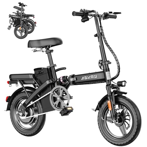 Foldable Electric Bike for Adults & Teens - 14" Mini Ebike with 740W Motor, 10AH Battery - Black