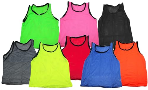 BlueDot Trading Youth 24 Pack Scrimmage Vests Yellow – 17x22 Polyester Training Vests