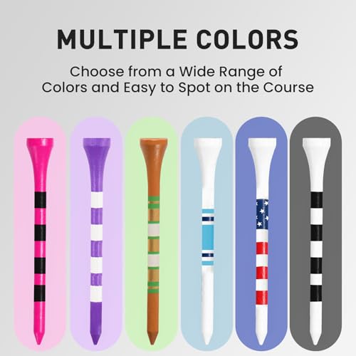 Golf Tees - 3 1/4 Inch USA Flag - 50 Pack Durable Bamboo
