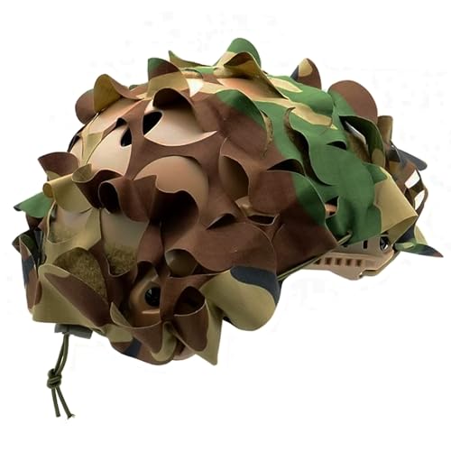 Tactical Helmet Cover - 3D Leaf Camo, Adjustable Fit - Woodland