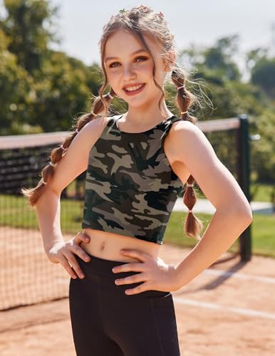 Zaclotre Girls Camouflage Double Lined Racerback Crop Tank Top - 7-8 Years