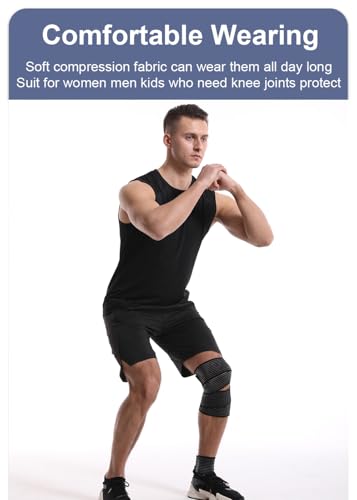 Knee Compression Sleeves - 2 Pack for Pain Relief - Black