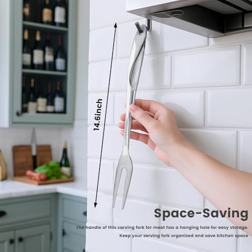 Stainless Steel Carving Fork - 14.6" 2-Prong Meat Serving Utensil