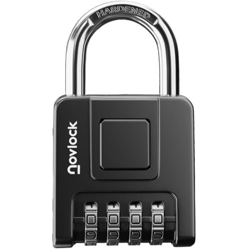 Combination Lock for Outdoor & Indoor | Heavy Duty, Weatherproof, 4-Digit Security | Padlock for Lockers, Gates, Fences, Sheds, Storage | 1-Pack, Black