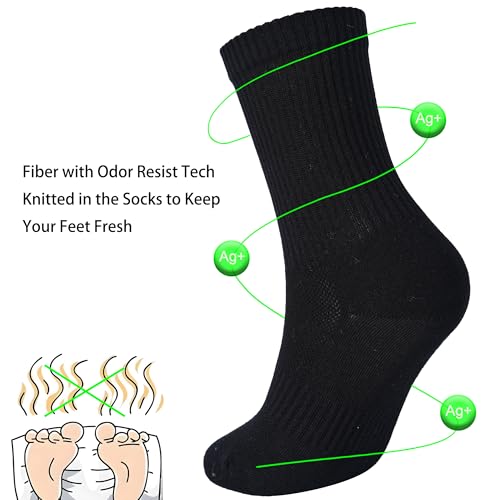 WindCrosser Men's Large Black Ankle Socks 6 Pairs Anti-Odor Seamless Cotton
