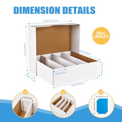 4-Pack Cardboard Sports Card Storage Boxes with Dividers - 3120 Count