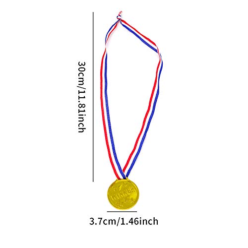 24PCS Gold Plastic Winner Award Medals for Parties & Sports