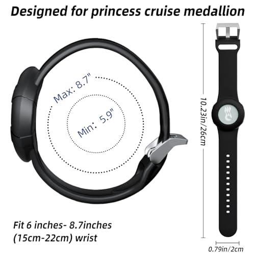 Silicone Sport Band for Princess Ocean Medallion - Black+Midnight Blue
