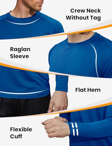 CE' CERDR 4-7 Pack Men's Long Sleeve Quick Dry Moisture Wicking Shirt – Heather Black/Blue/Gray/Army/Red