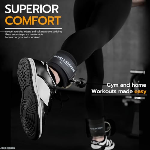 Cable Machine Ankle Strap for Leg Workouts - Black, Single