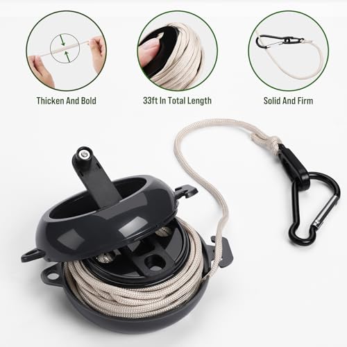 TOBWOLF Black Retractable Bow & Gear Hoist, 33FT Hunting Tree Stand Accessory