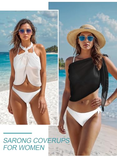 Sarong Swimsuit Cover-Up - 2 Pcs, Black & White