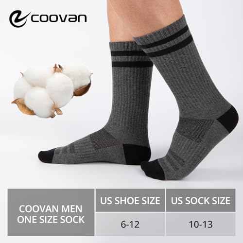 Mens Crew Socks - 6 Pairs Lightweight Cotton Casual Thin - Grey (Small-Medium)