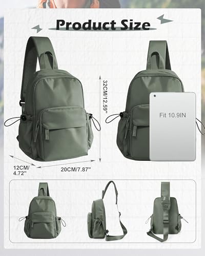 Sling Crossbody Bag for Men & Women - Small Tactical Backpack - Green