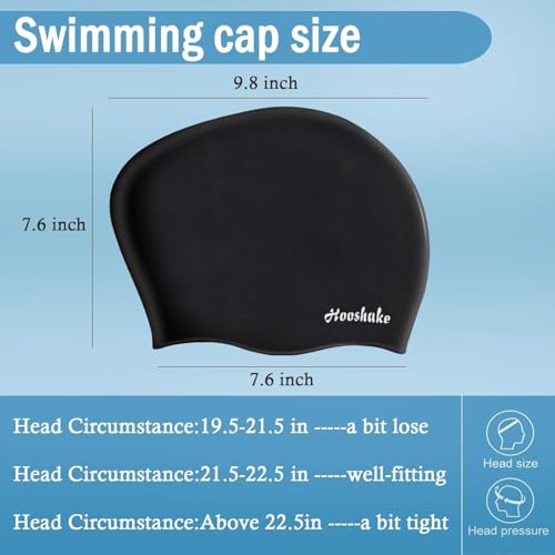 Silicone Swimming Cap for Long Hair - Black - 1PCS