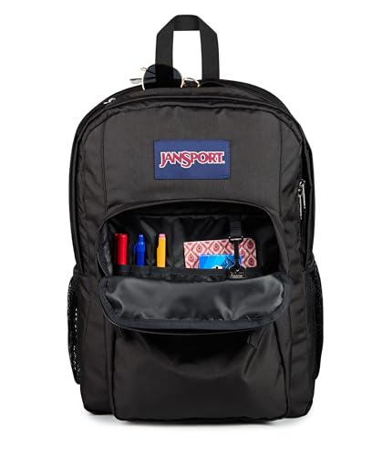 JanSport Big Plans Backpack Black - Laptop & Water Bottle Storage, Trolley Pass-Through