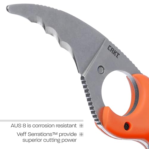 CRKT Bear Claw Emergency Rescue Fixed Blade Knife with Sheath: Hawkbill with AUS 8 Steel Blade, Glass-Reinforced Nylon Handle, 2511ER