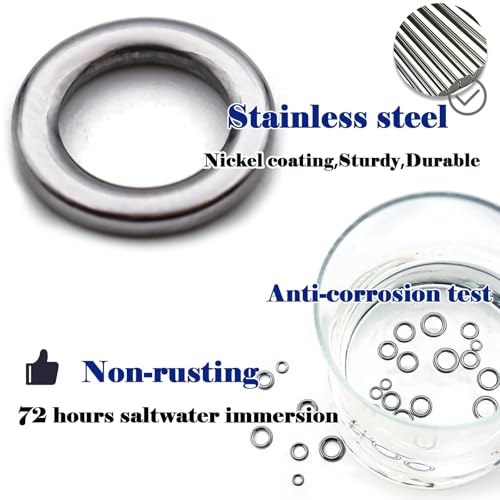 Stainless Steel Solid Rings for Fishing - 50 Pcs Size 00