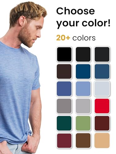 100% Merino Wool Short Sleeve T-Shirt for Men - Lightweight, Breathable Base Layer