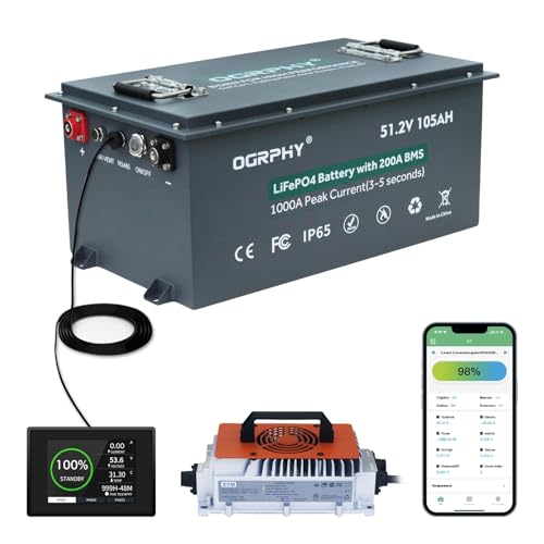 48V Lithium Golf Cart Battery 105AH - 200A BMS with App Monitor