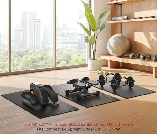 GymCope 48x24x6mm Treadmill Mat for Hardwood Floors (Black) – 7x3/6x3/6x2.5/4x2 Compatible